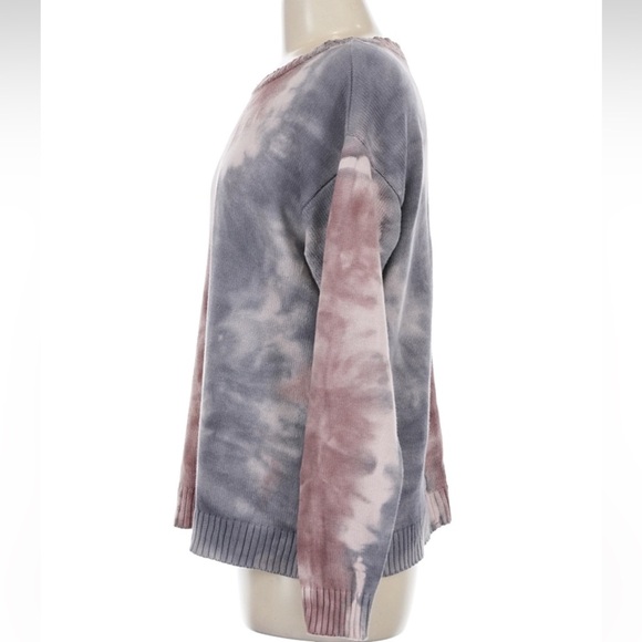 All Worthy Tie Dye Oversized Knit Sweater Gray/Pink Size Medium - Picture 5 of 8